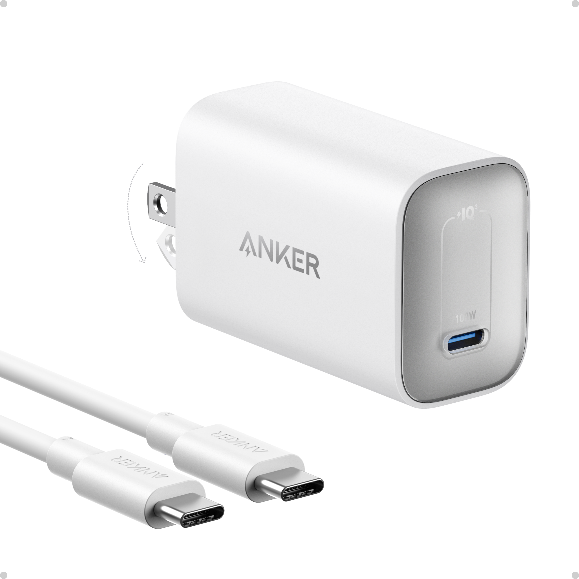 Anker Nano Charger (100W) with USB-C Cable Shell White