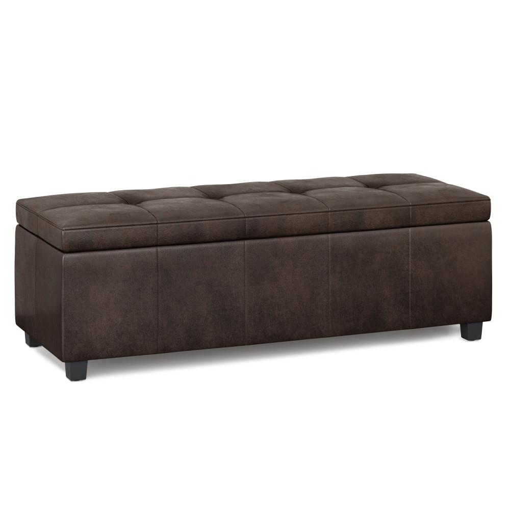 Castleford Storage Ottoman in Distressed Vegan Leather