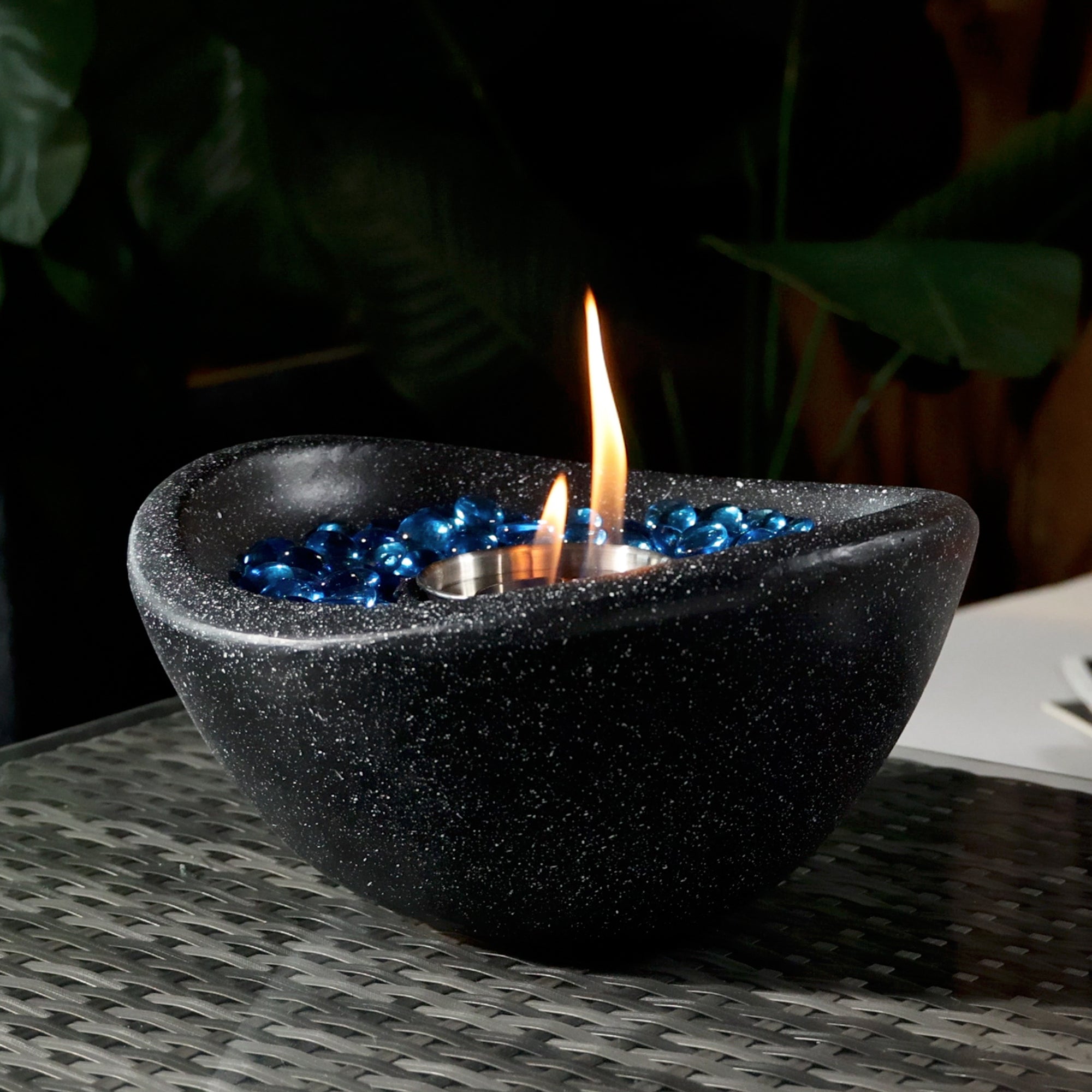 Tabletop Portable Concrete Fire Pit, Mini Fire Pit Smokeless Fire Bowl-black